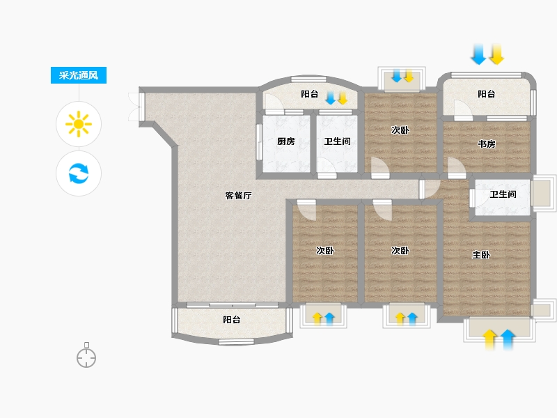 海南省-海口市-龙家园-141.60-户型库-采光通风