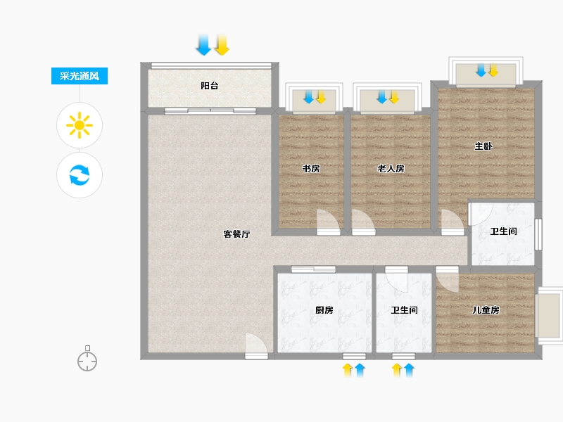 云南省-曲靖市-学苑小区-111.40-户型库-采光通风