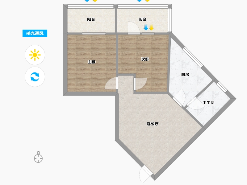 四川省-成都市-桃源街二号院-76.00-户型库-采光通风