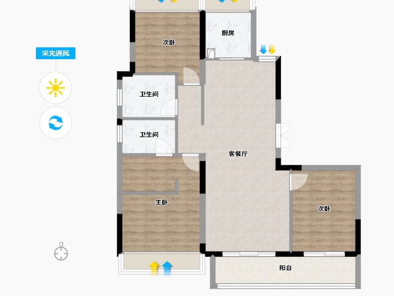 贵州省-贵阳市-天一观山阅-107.20-户型库-采光通风