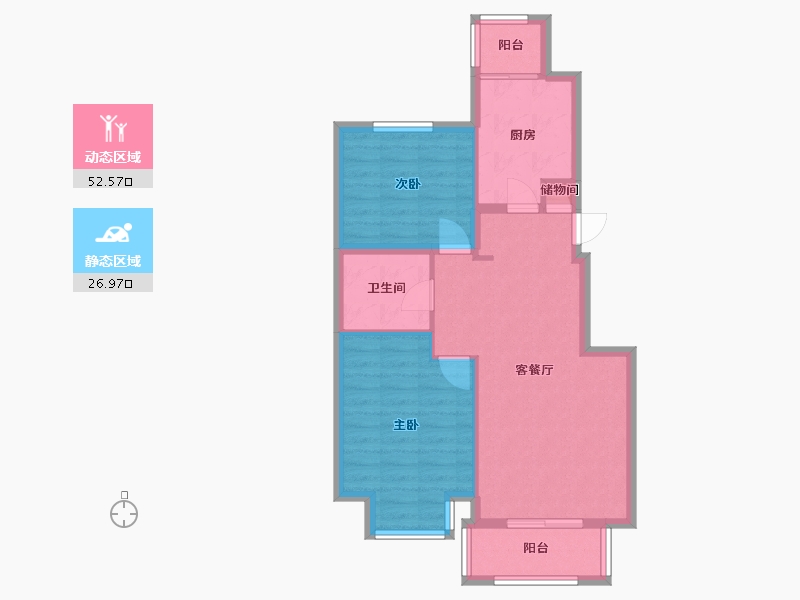 北京-北京市-润泽悦溪-70.63-户型库-动静分区