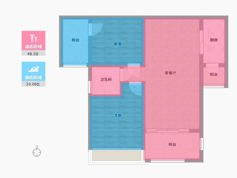 湖南省-株洲市-天元尚座-68.80-户型库-动静分区