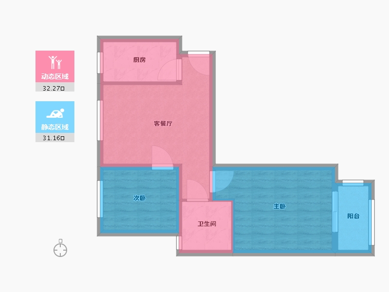 上海-上海市-马桥景城元景富文苑-56.44-户型库-动静分区