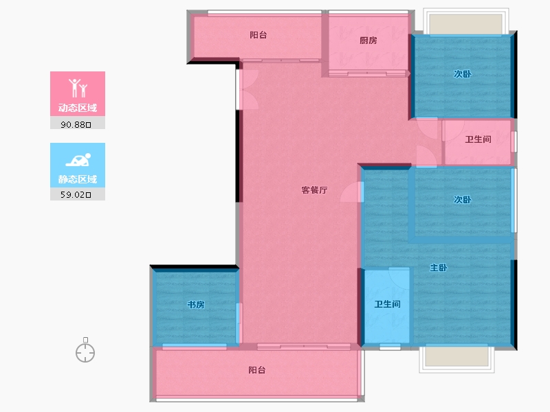 云南省-玉溪市-永佳壹城花园-136.96-户型库-动静分区