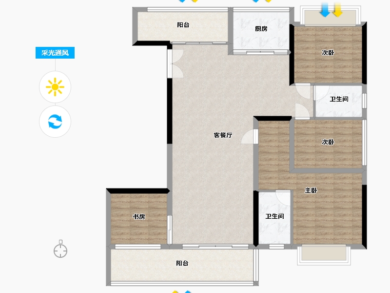 云南省-玉溪市-永佳壹城花园-136.96-户型库-采光通风