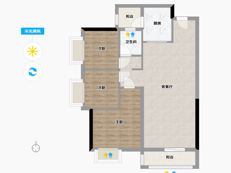 广东省-广州市-佳大瑞园-73.00-户型库-采光通风