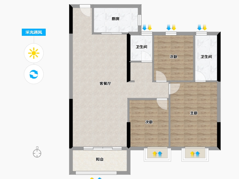 湖南省-岳阳市-滨江新城-103.11-户型库-采光通风