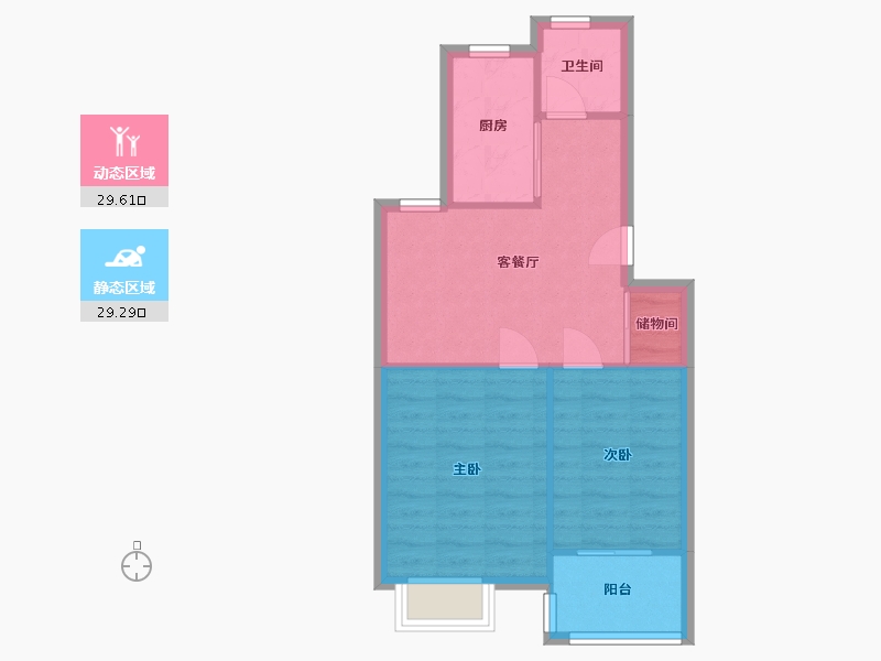 江苏省-南京市-金蕊家苑-53.55-户型库-动静分区