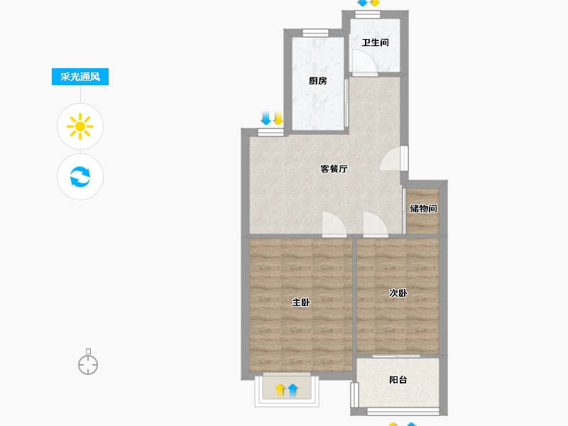 江苏省-南京市-金蕊家苑-53.55-户型库-采光通风