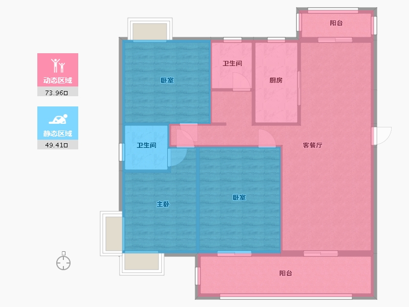 湖北省-天门市-汉旺世纪城-B区-112.00-户型库-动静分区