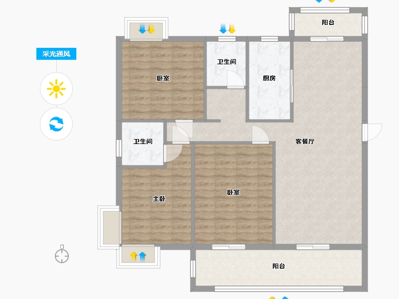 湖北省-天门市-汉旺世纪城-B区-112.00-户型库-采光通风