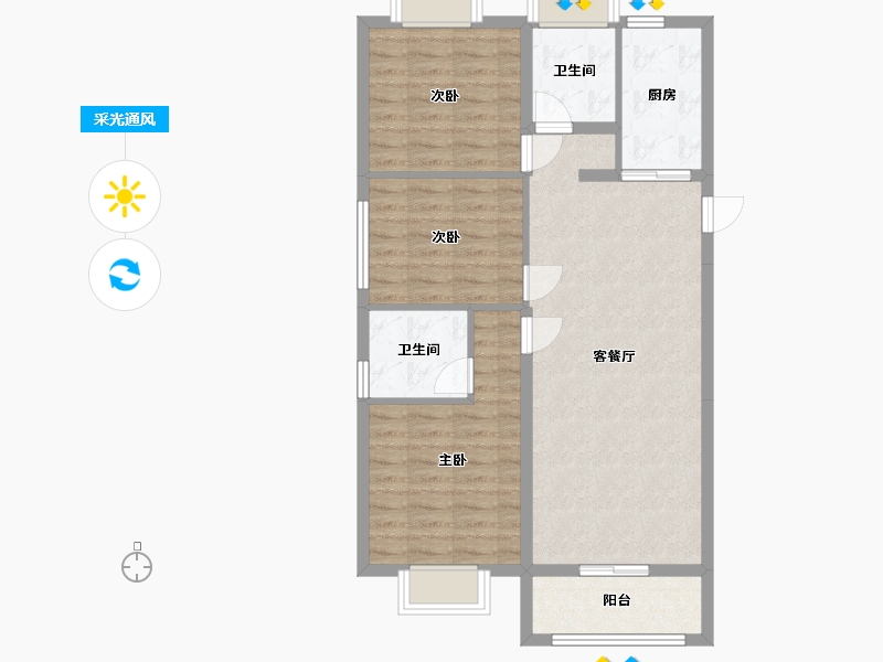 湖北省-武汉市-龙湖春江郦城-93.70-户型库-采光通风