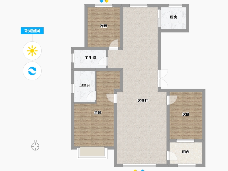 山东省-滨州市-御景花园-120.00-户型库-采光通风