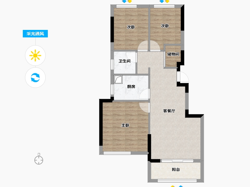 福建省-福州市-金地五四领峯-69.00-户型库-采光通风