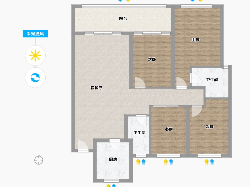 浙江省-杭州市-理想臻品-116.00-户型库-采光通风