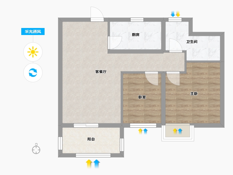 江苏省-无锡市-蠡湖国际小镇-60.80-户型库-采光通风