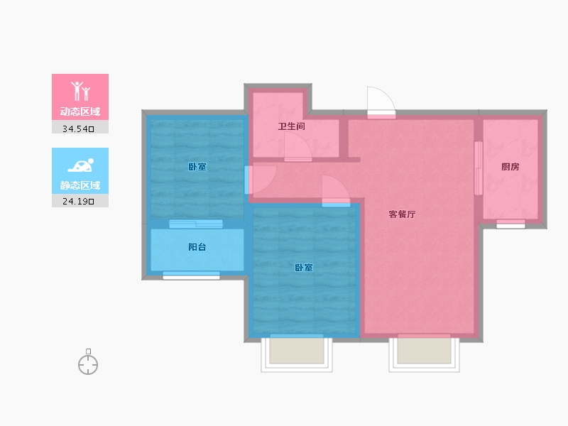 河北省-廊坊市-衡际城锦绣荣府-67.41-户型库-动静分区