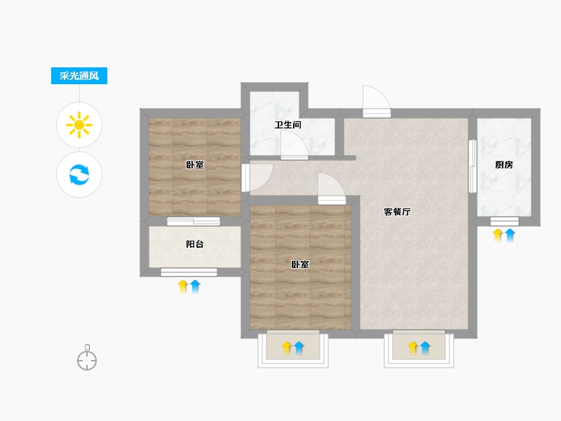 河北省-廊坊市-衡际城锦绣荣府-67.41-户型库-采光通风