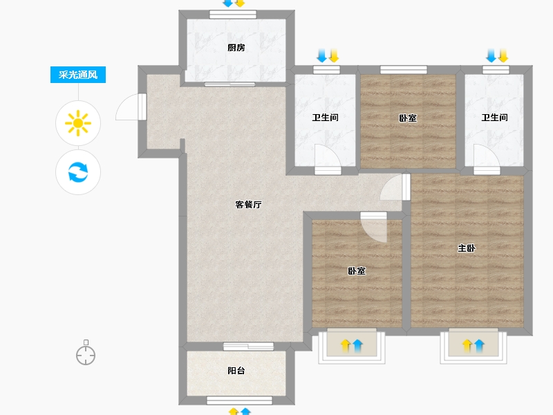 山东省-济南市-璟樾花园-83.24-户型库-采光通风