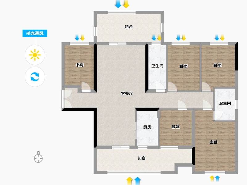 广西壮族自治区-玉林市-万昌东方韵-111.54-户型库-采光通风