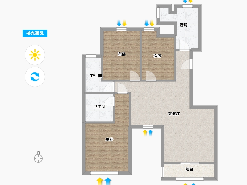 山东省-泰安市-泰安奥林匹克花园-104.64-户型库-采光通风