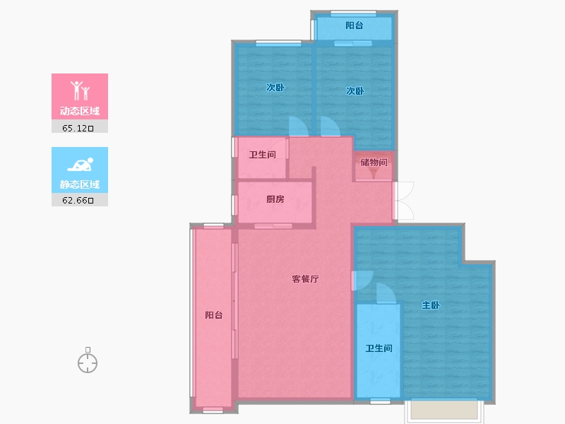 陕西省-西安市-中国铁建万科翡翠国际-121.00-户型库-动静分区