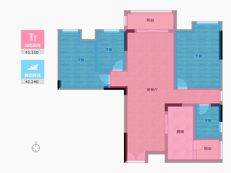 陕西省-安康市-万景国际-96.80-户型库-动静分区