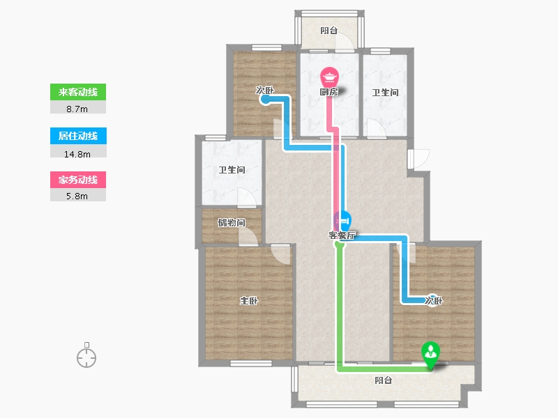 江苏省-南通市-幸福新居-118.40-户型库-动静线