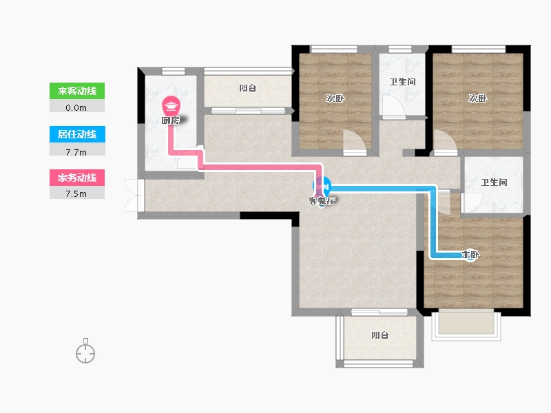 湖南省-长沙市-湘府9号-113.56-户型库-动静线