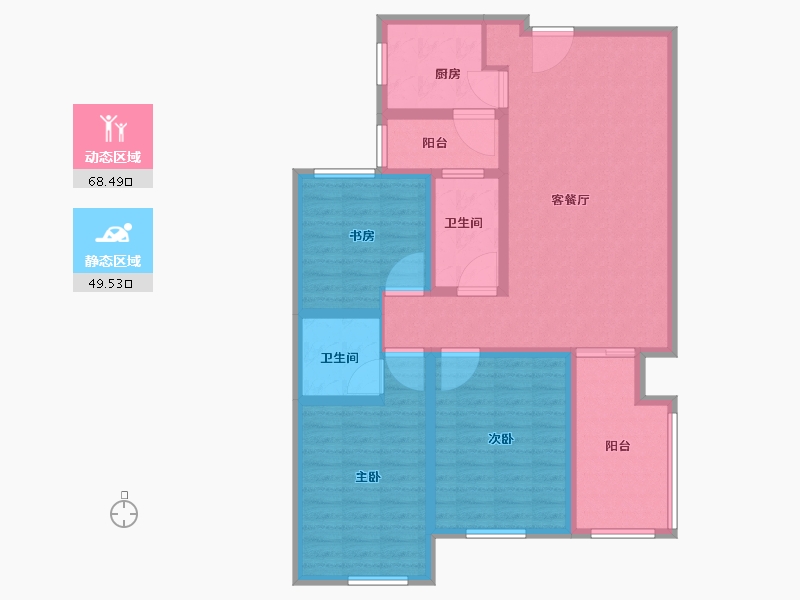 陕西省-西安市-红庙坡安置小区-105.18-户型库-动静分区