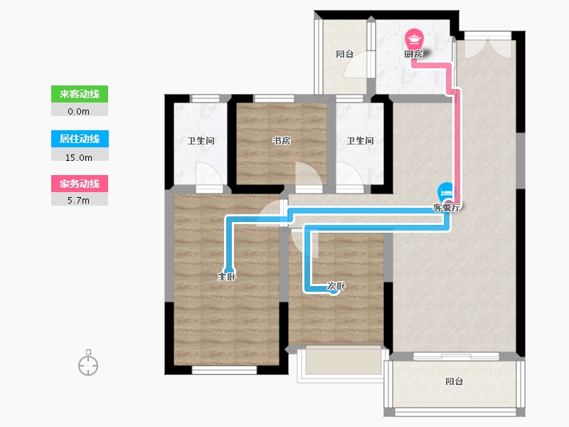 陕西省-宝鸡市-宝鸡市蓝光雍景半岛-89.60-户型库-动静线