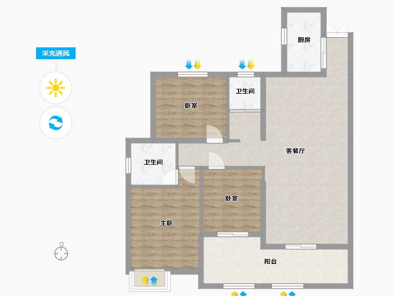 湖南省-邵阳市-和兴蓝湾-101.60-户型库-采光通风