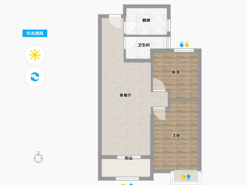 湖北省-武汉市-当代春风十里-69.18-户型库-采光通风