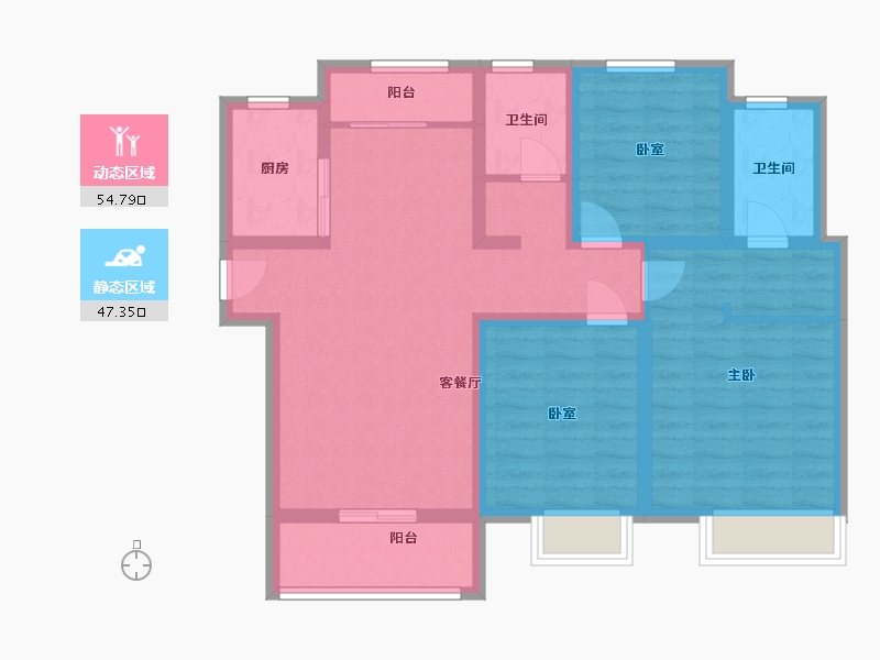 河南省-郑州市-任寨宜居城-106.66-户型库-动静分区