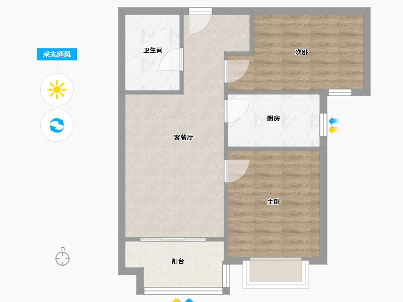 河南省-郑州市-珠江荣景-北苑-63.56-户型库-采光通风