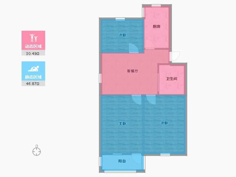 江苏省-苏州市-东港新村-十二组团-88.00-户型库-动静分区