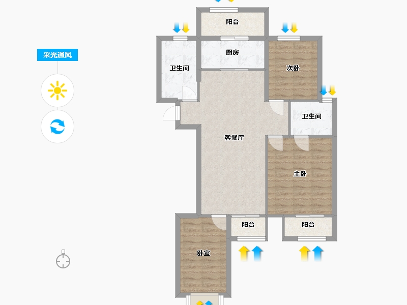 河北省-唐山市-金域名邸-一区-98.53-户型库-采光通风