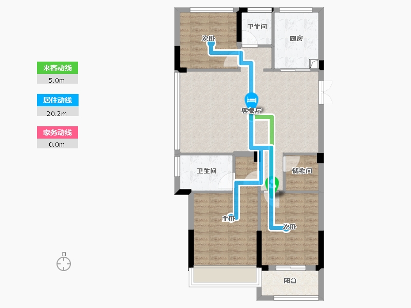 浙江省-杭州市-颐景玉兰公寓-87.63-户型库-动静线