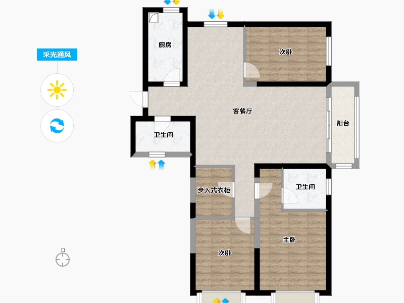 山西省-吕梁市-锦汇苑-124.00-户型库-采光通风