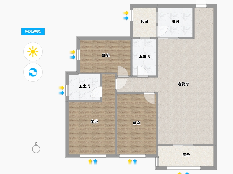 广东省-中山市-锦绣枫丹-96.00-户型库-采光通风