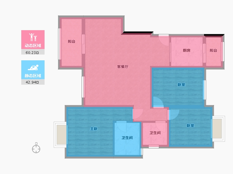 四川省-南充市-山水城-88.40-户型库-动静分区