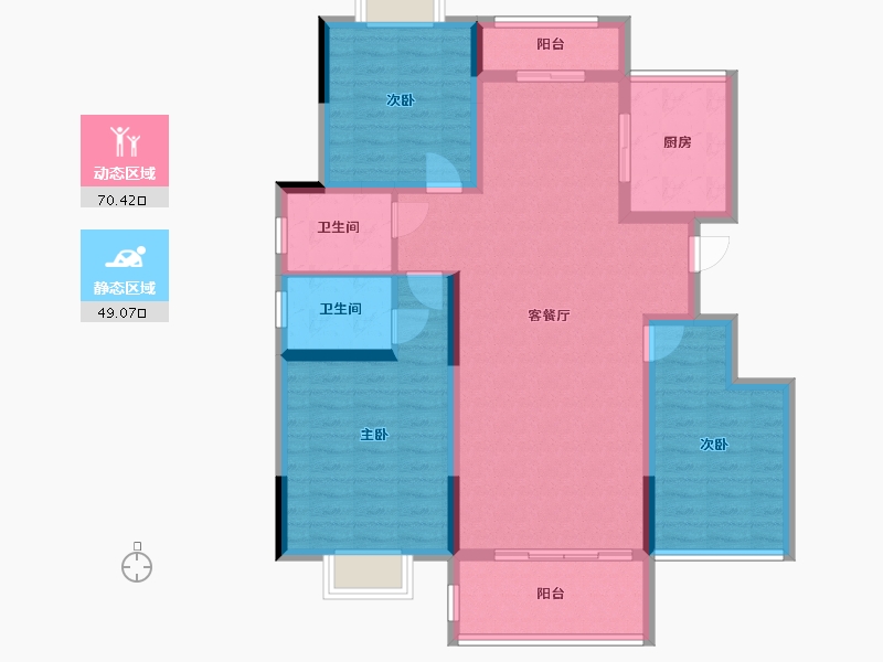 江西省-宜春市-龙湖百合花园-107.22-户型库-动静分区