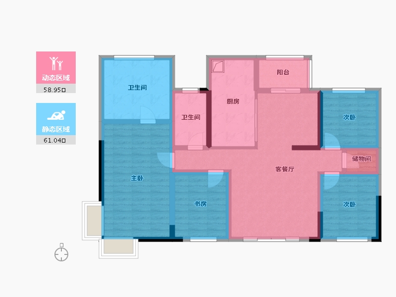 湖南省-郴州市-天邦宜章城-104.00-户型库-动静分区