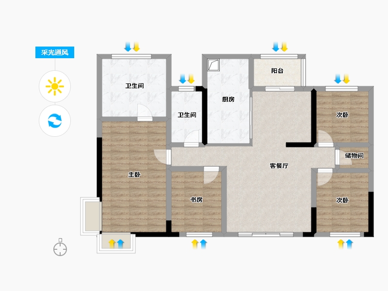 湖南省-郴州市-天邦宜章城-104.00-户型库-采光通风