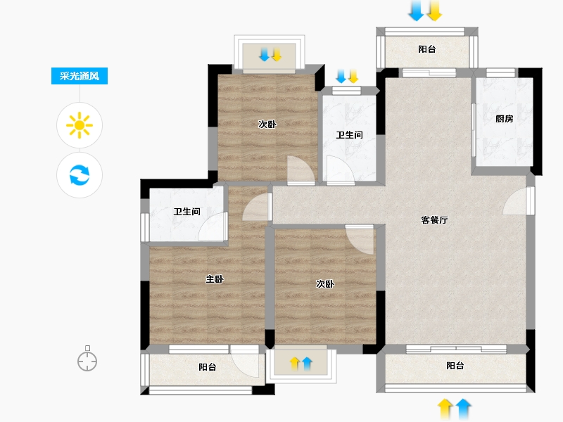 四川省-乐山市-棠樾阑台-81.60-户型库-采光通风