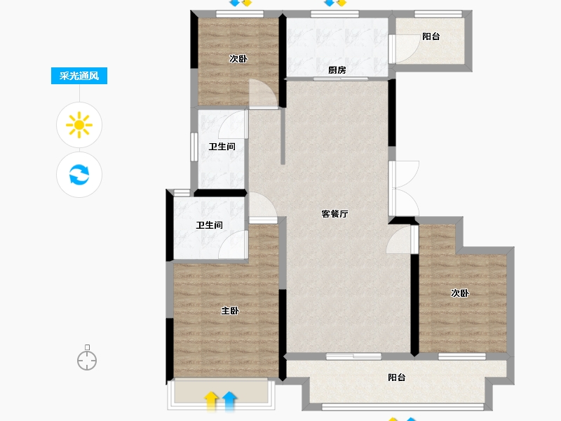 河南省-许昌市-耀润九和府-103.81-户型库-采光通风