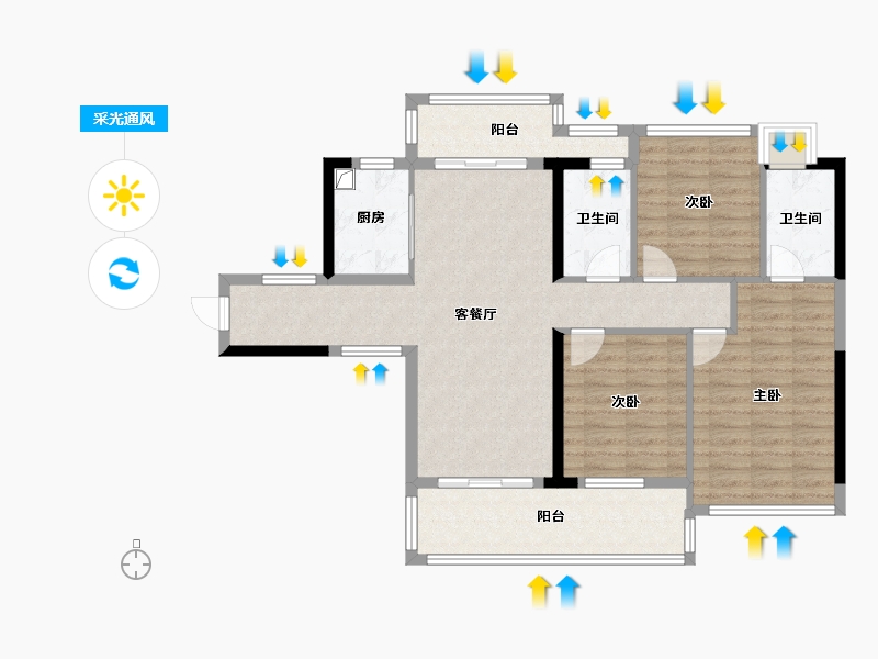 广东省-中山市-逸骏星园-95.59-户型库-采光通风