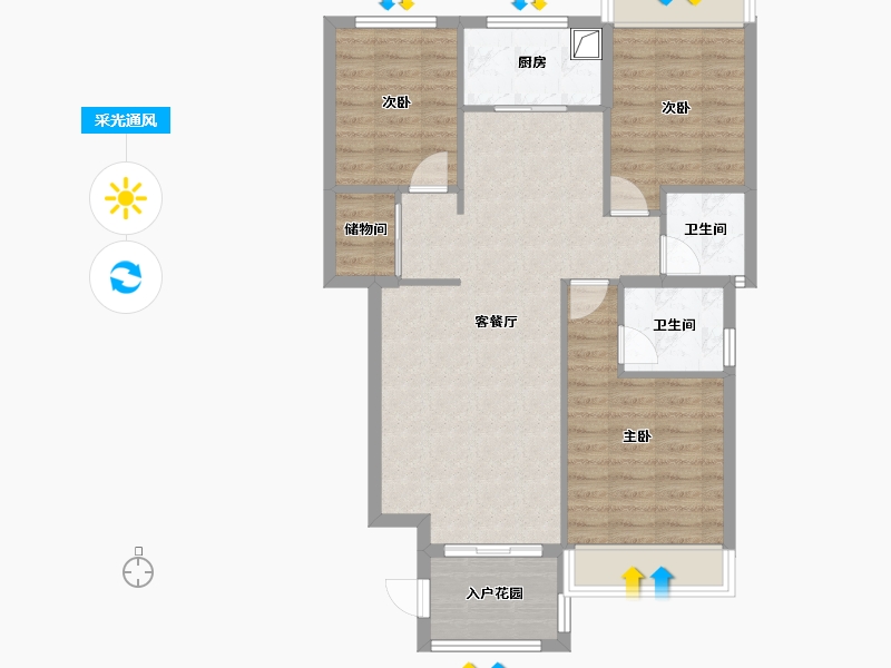 广东省-汕头市-黄山名苑-90.00-户型库-采光通风