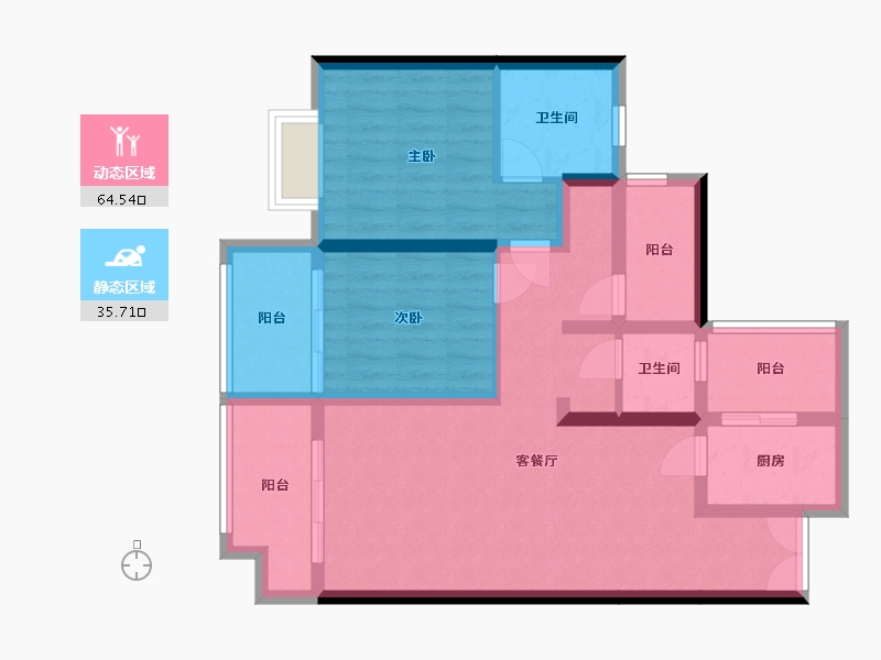 四川省-达州市-蓝润置地广场-82.98-户型库-动静分区