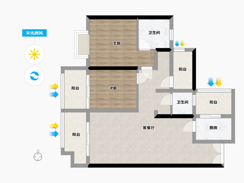 四川省-达州市-蓝润置地广场-82.98-户型库-采光通风